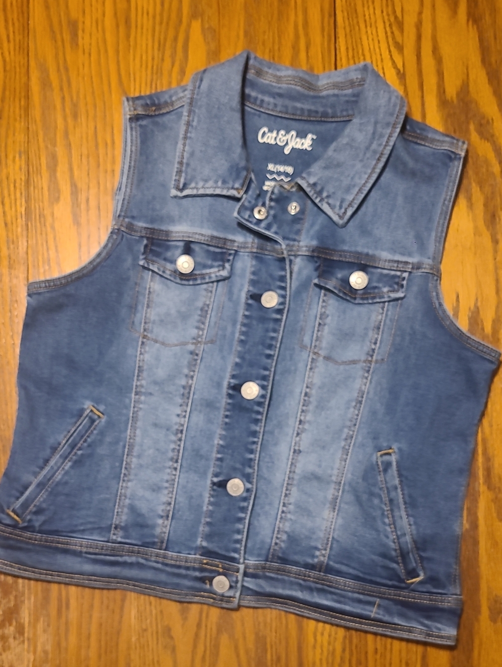 Cat & Jack Girls Blue Denim Sleeveless Vest - XL
